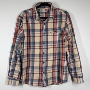 Outerknown Button Up Long Sleeve Plaid Shirt Organic Cotton Thick Mens Large